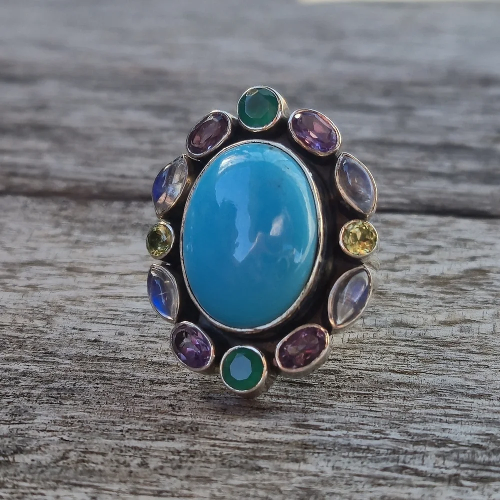 Nicky Butler RAJ LIMITED EDITION 925 Sterling Silver Turquoise Designer Ring 🩵 - Picture 4 of 15